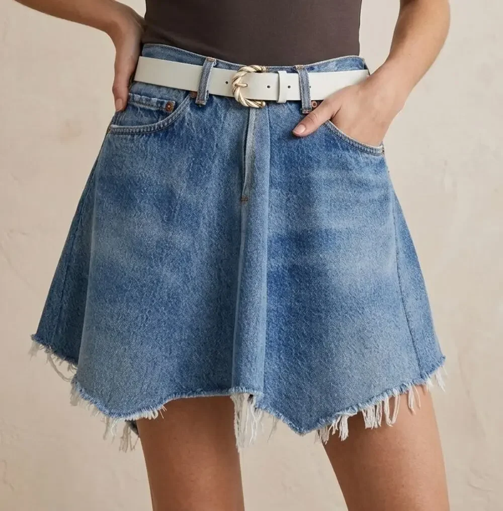 NWT RE/DONE Levi's Cotton Handkerchief Denim Skirt in Indigo, size 26